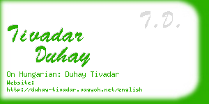 tivadar duhay business card